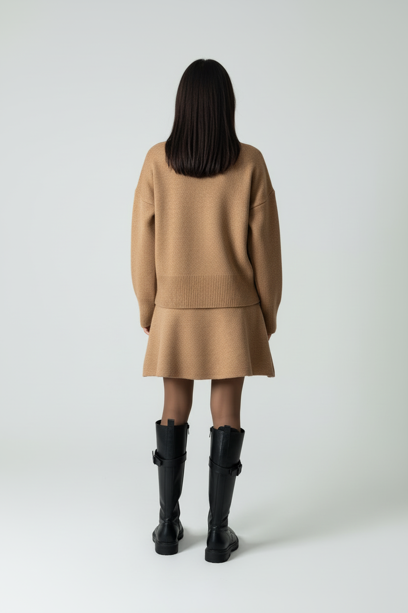 KLANA SWEATER SKIRT SET KNIT VERSATILE PULLOVER