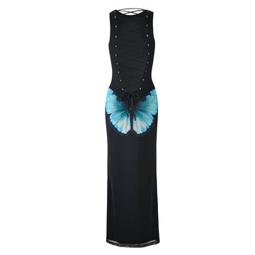 Mesh Backless Rope Sun Dress Aclosy Mesh Backless Rope Sun Dress Aclosy