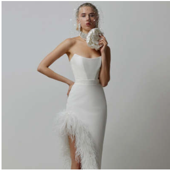 European And American Fashion Tube Top Exposed Leg Feather Stitching Banquet Party Dress Skirt aclosy