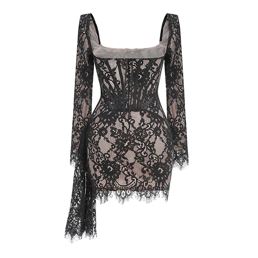 Alena Corset Black Mini Dress (Copy) Aclosy