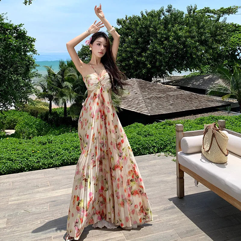 Cinderella Floral Halter Maxi Dress