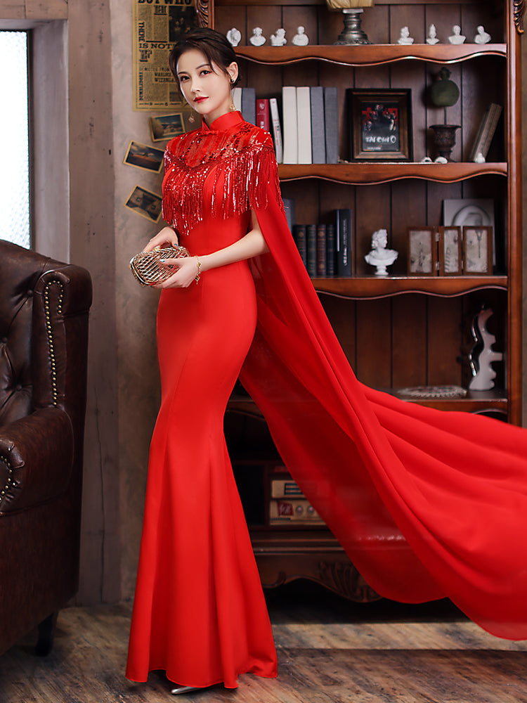 The Long Fish-tail Skirt Of Cheongsam Looks Thin aclosy