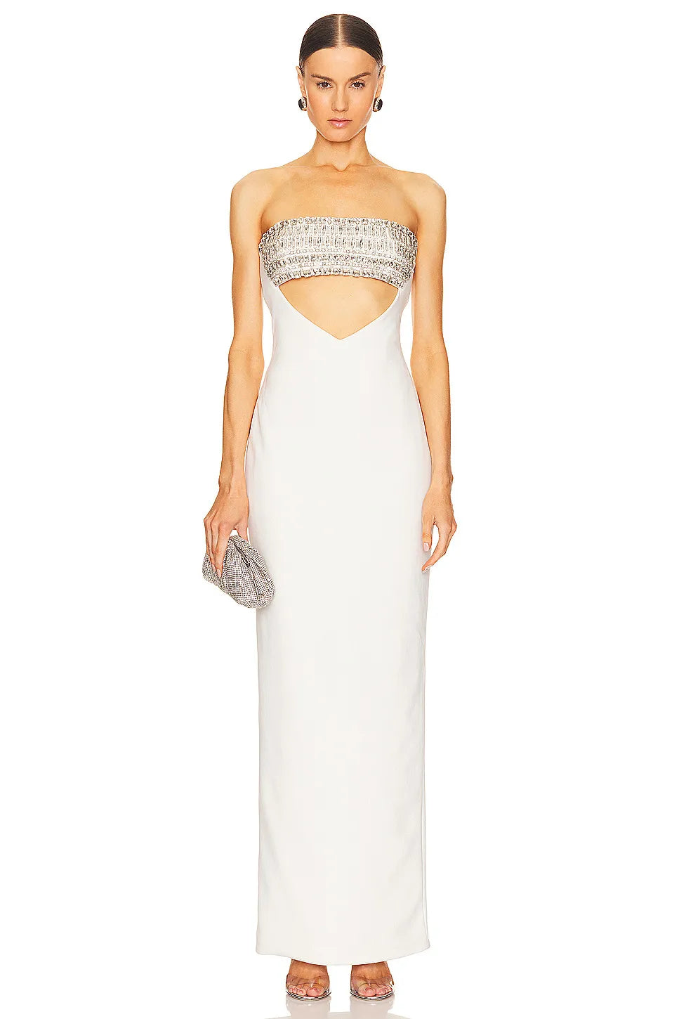 Allure Backless Cutout Diamond Maxi Dress