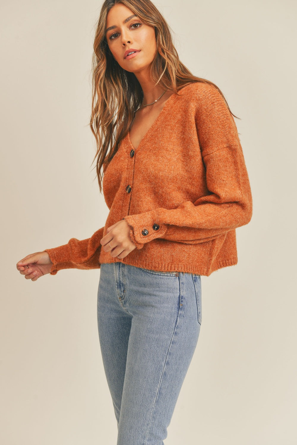 MABLE Long Sleeve Button Down Sweater Cardigan Trendsi