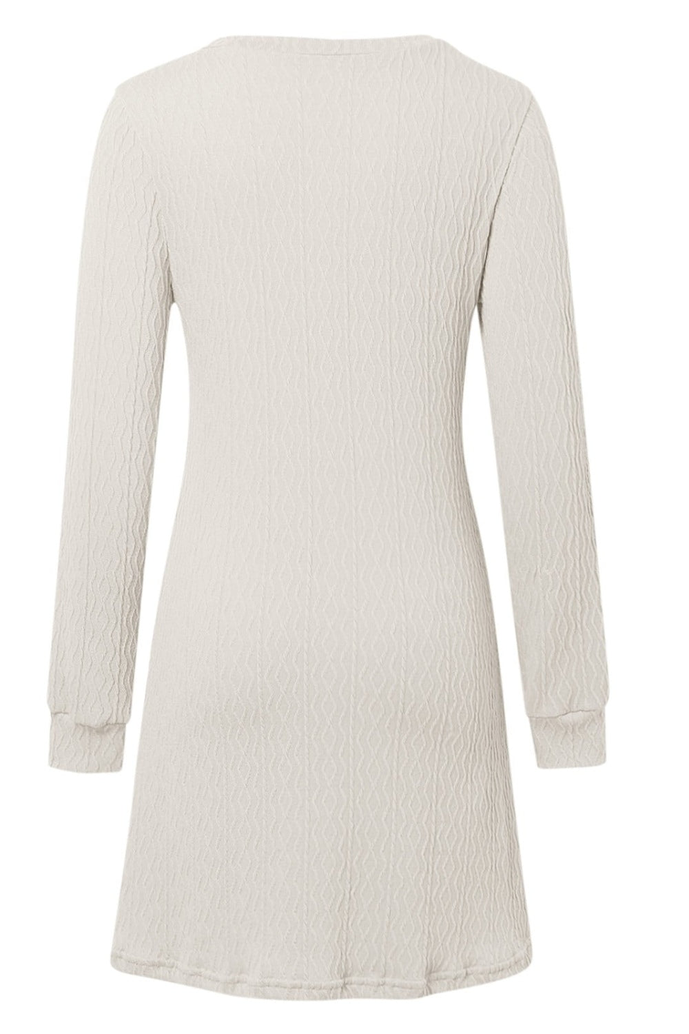 Texture V-Neck Long Sleeve Dress Trendsi