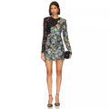 New Sequined Embroidered Round-neck Long-sleeved Dress Hip Skirt For Women Aclosy