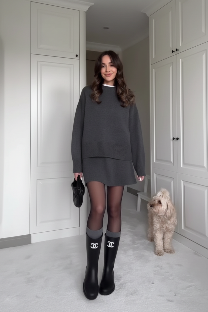 KLANA SWEATER SKIRT SET KNIT VERSATILE PULLOVER