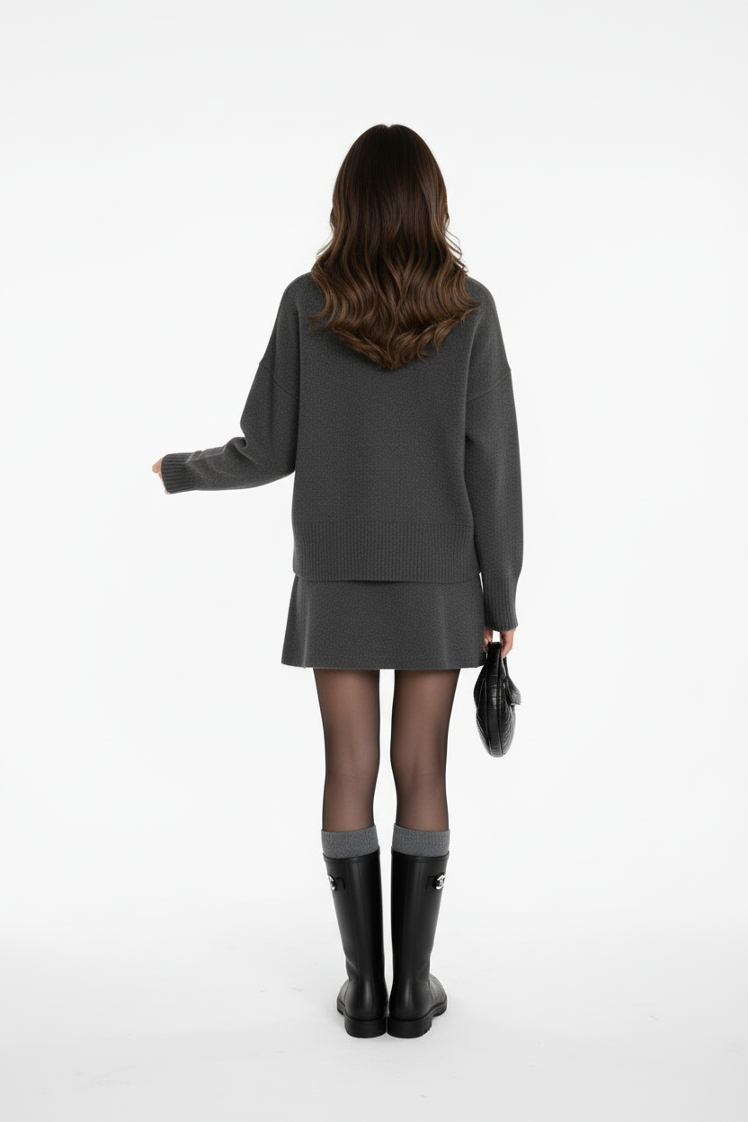 KLANA SWEATER SKIRT SET KNIT VERSATILE PULLOVER