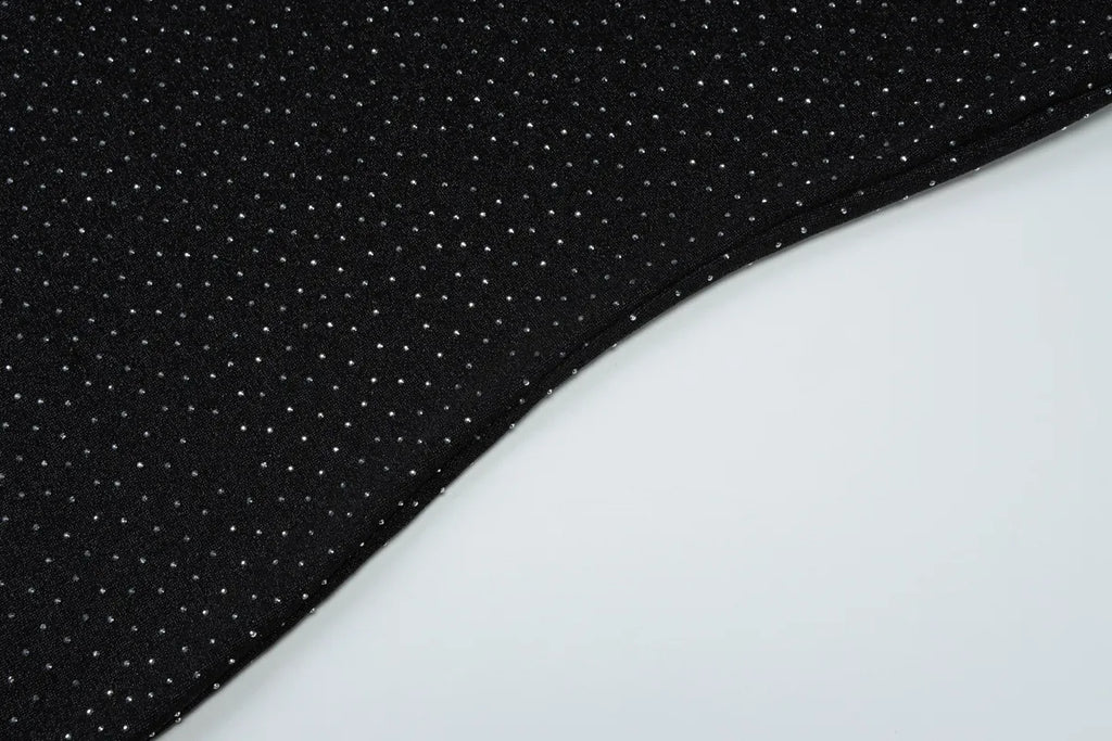 Shasha Rhinestone Strapless Black Backless Maxi Dress