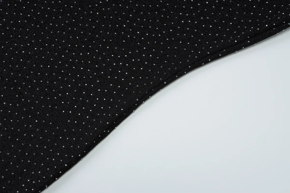Shasha Rhinestone Strapless Black Backless Maxi Dress