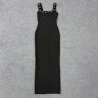 Elegant Floral Beaded Bandage Maxi Dress