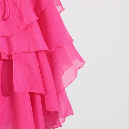 Halter flower lace-up sleeveless mini dress