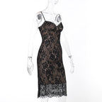 Waist-tight Sheath Dress Eyelash Lace Sling Dress aclosy