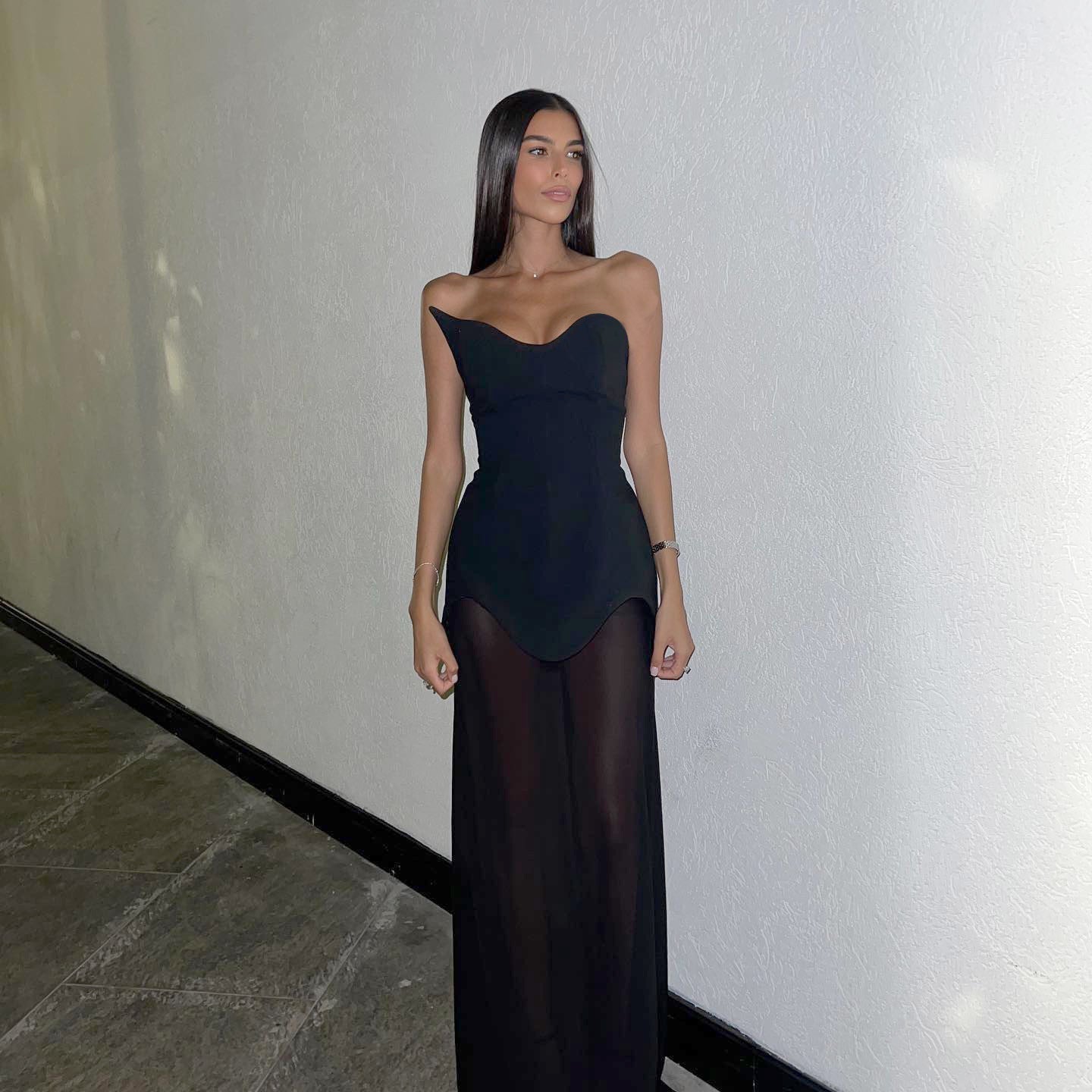 Long Streamer Tube Top Package Hip Dress Simple And Stylish #aclosyESL