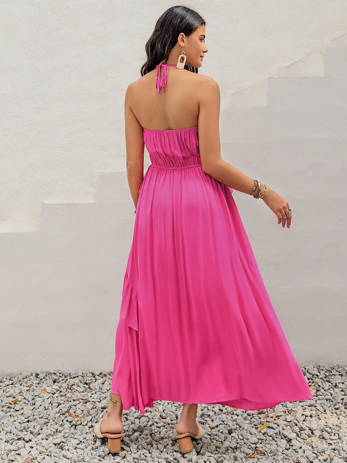 Ruffled Halter Neck Maxi Dress Trendsi