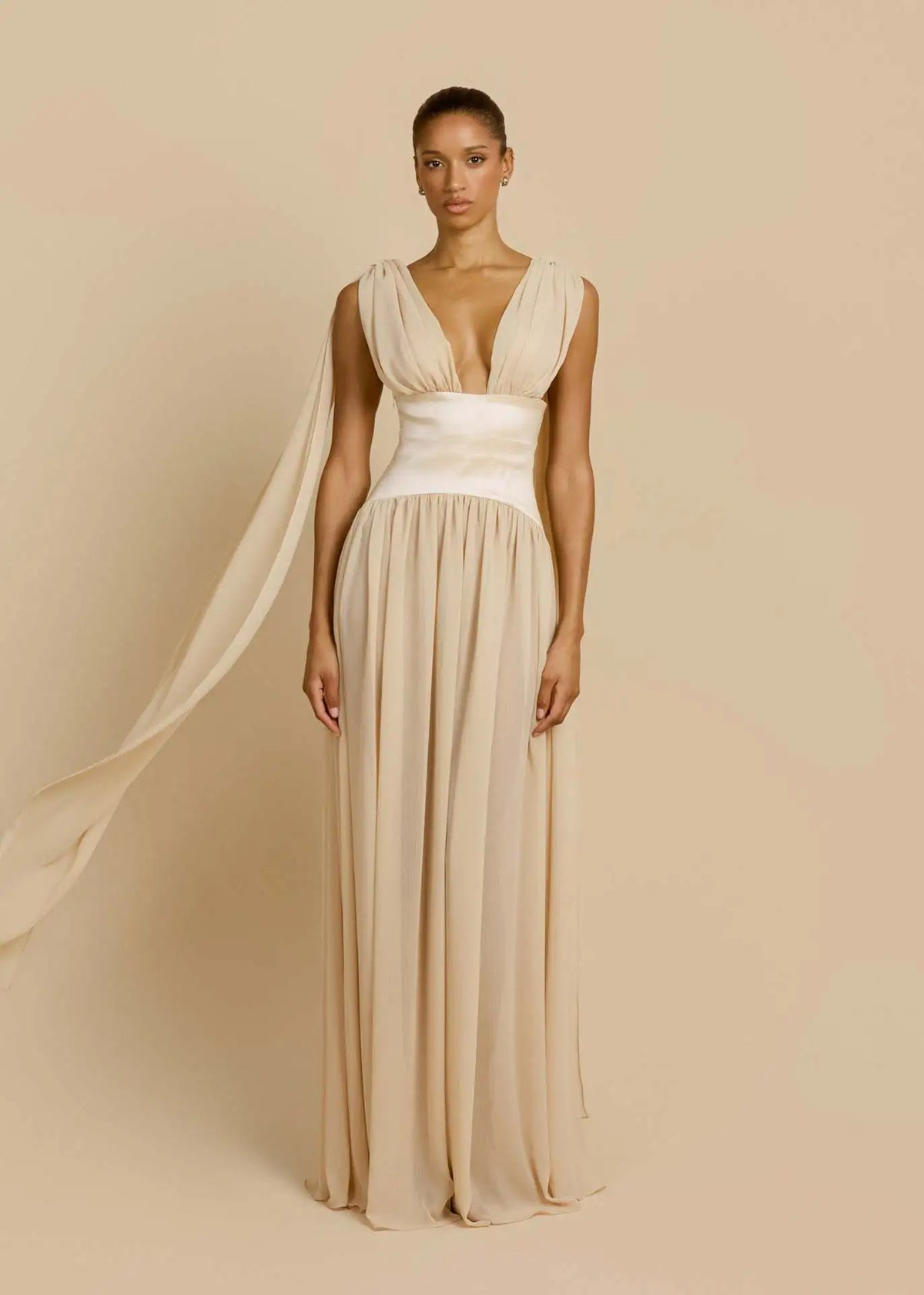 Maelle Draped Chiffon Maxi Dress