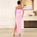 Feather Tube Top Dress Women's Clothing Aclosy