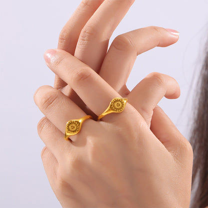 18K Gold-Plated Sun Ring Trendsi