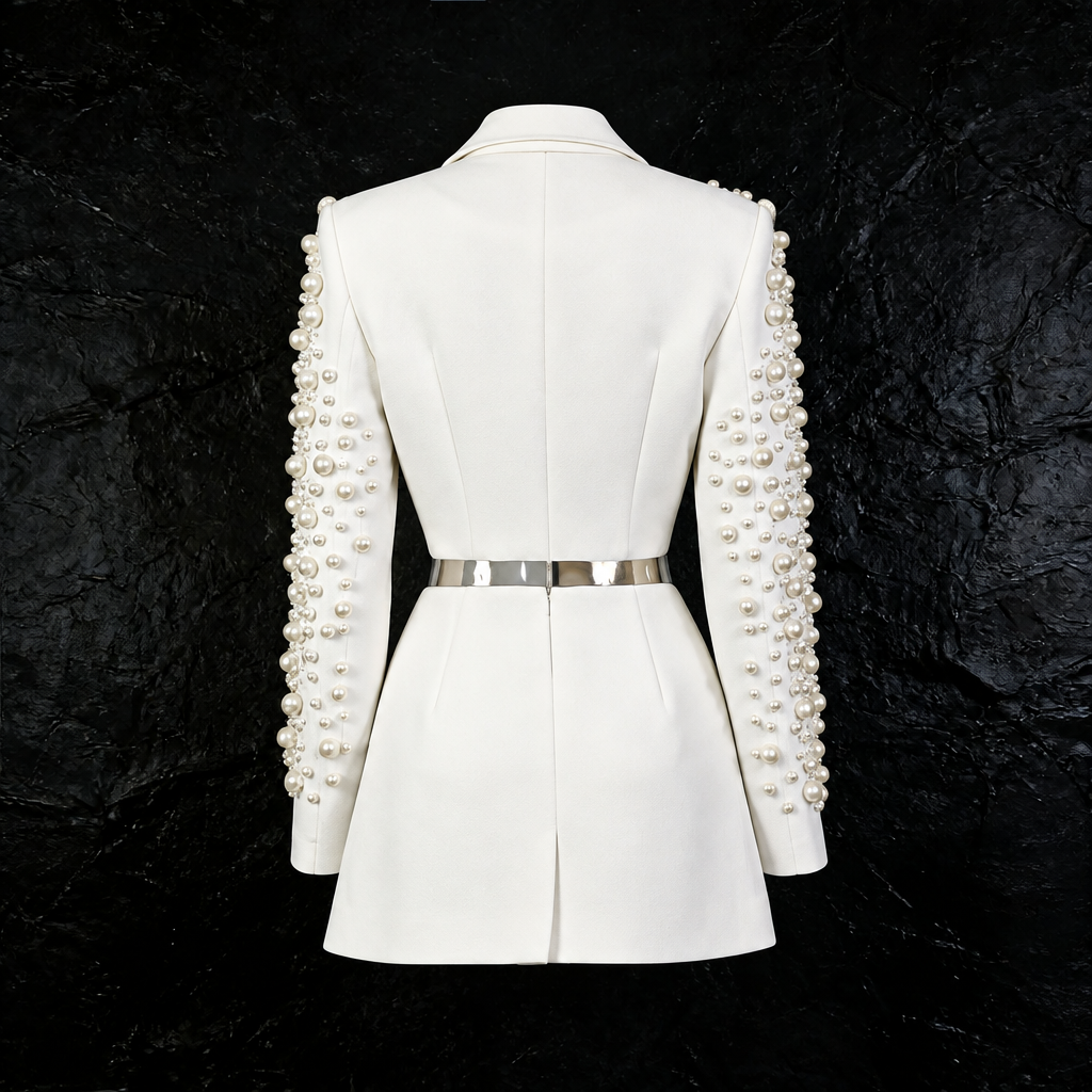 Pearl Cropped Blazer & Mini Skirt Two-Piece Set