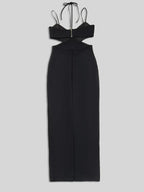 Alyia cutout black guest maxi dress