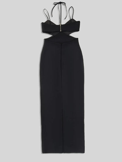 Alyia cutout black guest maxi dress