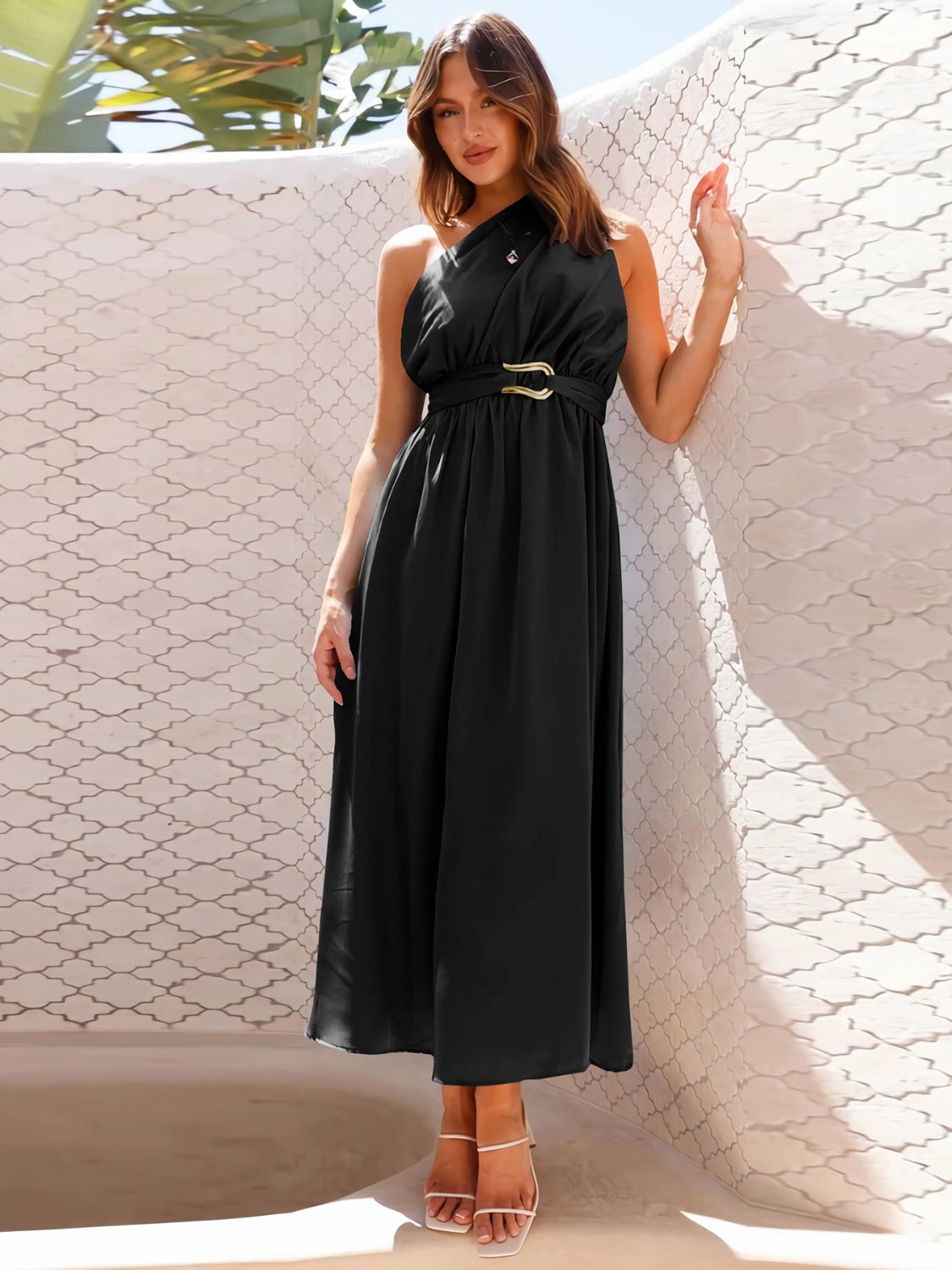 Single Shoulder Midi Dress Trendsi