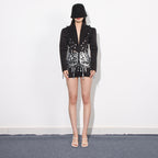 French Fashion Refined Rhinestone Sequined Design Long Sleeve Dress Aclosy