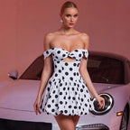 Polka Dot Print Tube Top Backless Casual Holiday Dress #aclosyESL