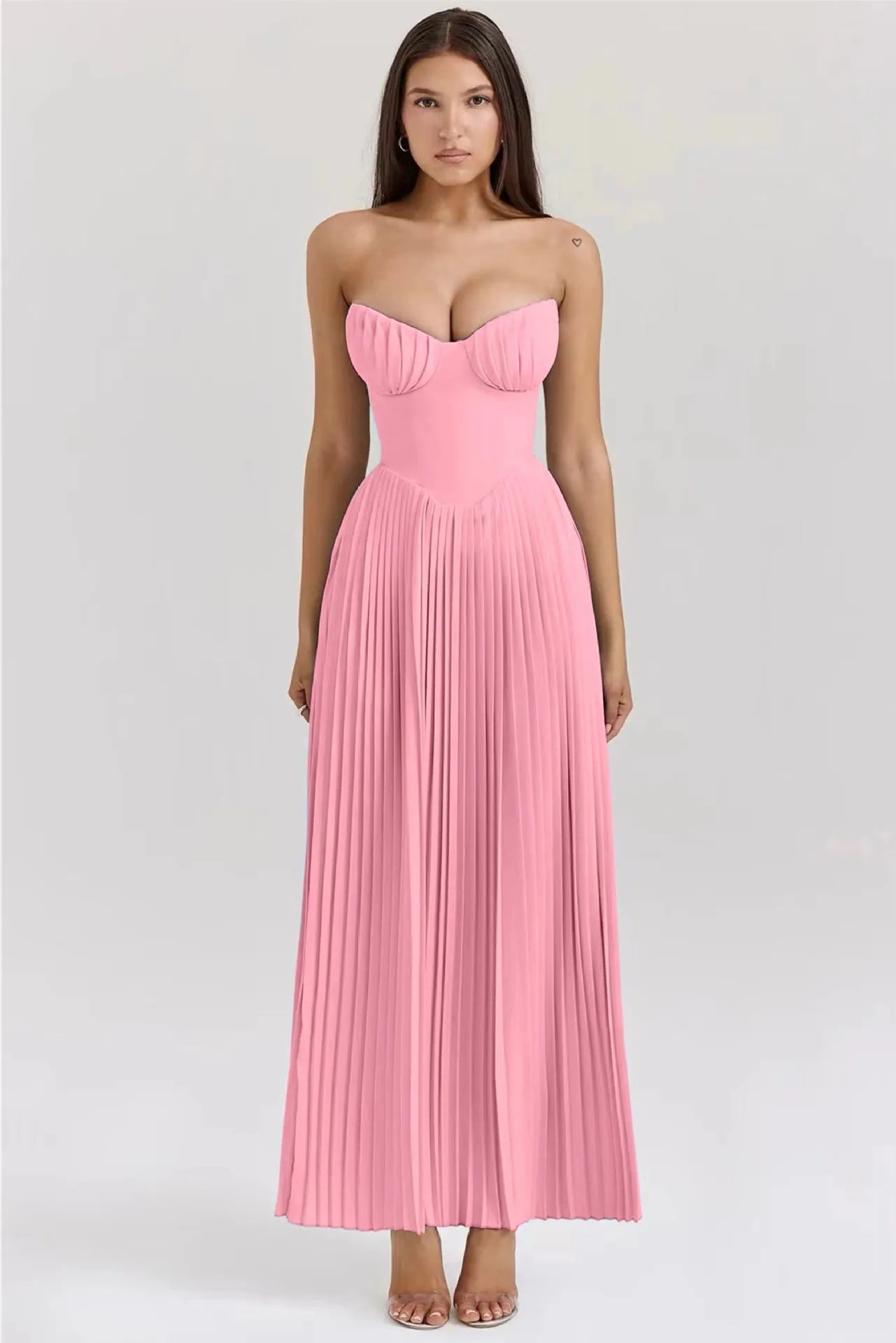 Alyia Elegant Ocean Blue Maxi Dress-Red aclosy