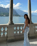 RENA BACKLESS FISH SKIN MAXI DRESS