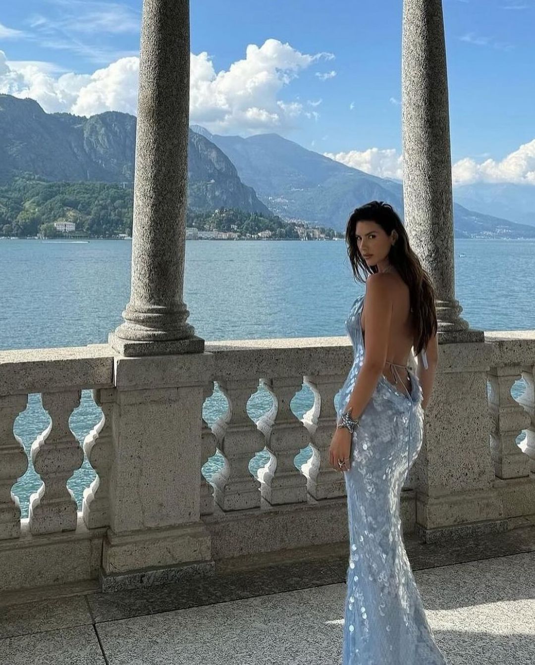 RENA BACKLESS FISH SKIN MAXI DRESS