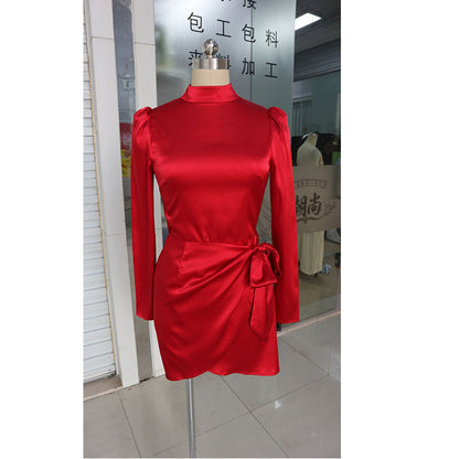 New Hot Selling Women Satin Fashion Dress aclosy