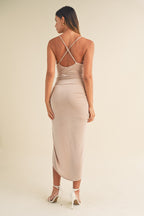 Mable Draped Detail Cami Midi Dress Trendsi
