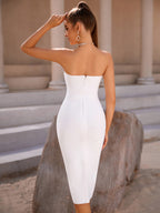 Lady Sexy Diagonal Collar Temperament Bandage One-piece Dress aclosy