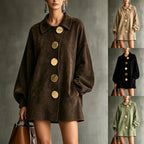 margot oversized faux suede jacket dress with gold buttons - all colors