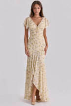 Floral Casual V-neck Long Flowing Maxi Dress