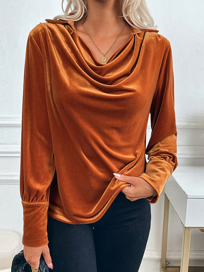 Perfee Ruched Long Sleeve Blouse Trendsi