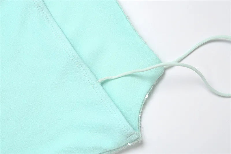 Sequin Gauze Stitching Hip Dress