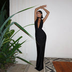 Alyia Halter Backless Maxi Dress