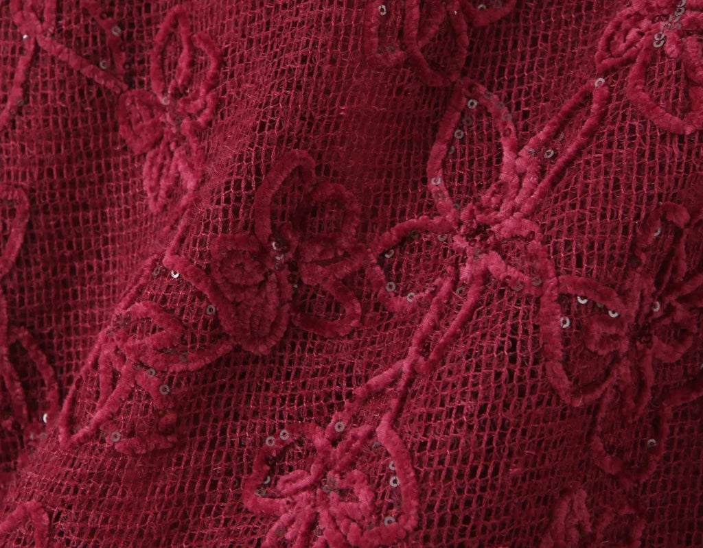 Versia Backless Mesh Flocked Sequin Slip Dress