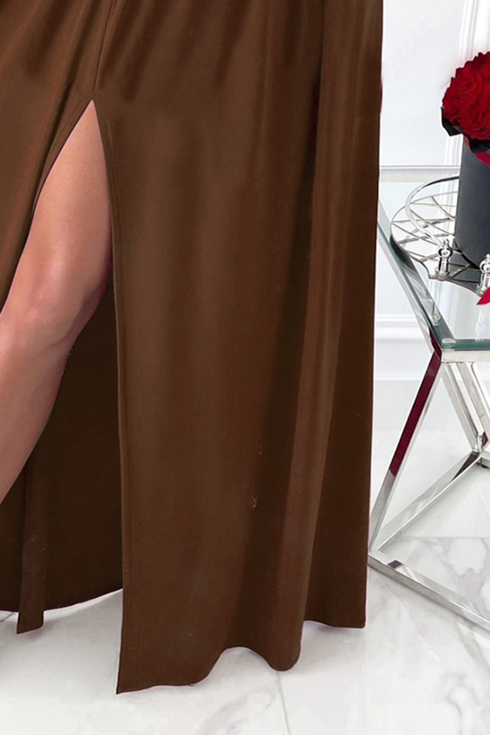 Slit Surplice Long Sleeve Maxi Dress Trendsi