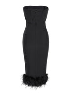 Women's Tube Top Net Skirt Hemline Feather Sheath Dress Aclosy