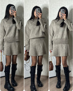 KLANA SWEATER SKIRT SET KNIT VERSATILE PULLOVER