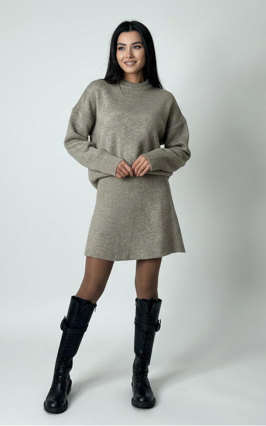KLANA SWEATER SKIRT SET KNIT VERSATILE PULLOVER