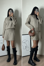 KLANA SWEATER SKIRT SET KNIT VERSATILE PULLOVER