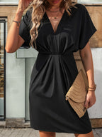 Perfee Ruched Short Sleeve Mini Dress Trendsi