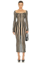 European And American New Fashion Temperament Mesh Striped Dress Slim Fit aclosy