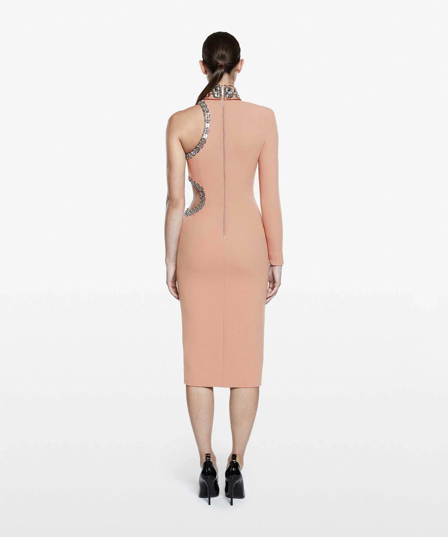 Women's Luxury Handmade Beaded Stretch Slim Dress aclosy