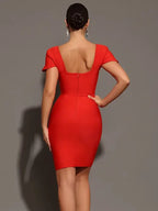 Saliya Rhinestone Off-neck  Bandage Dress