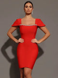 Saliya Rhinestone Off-neck  Bandage Dress